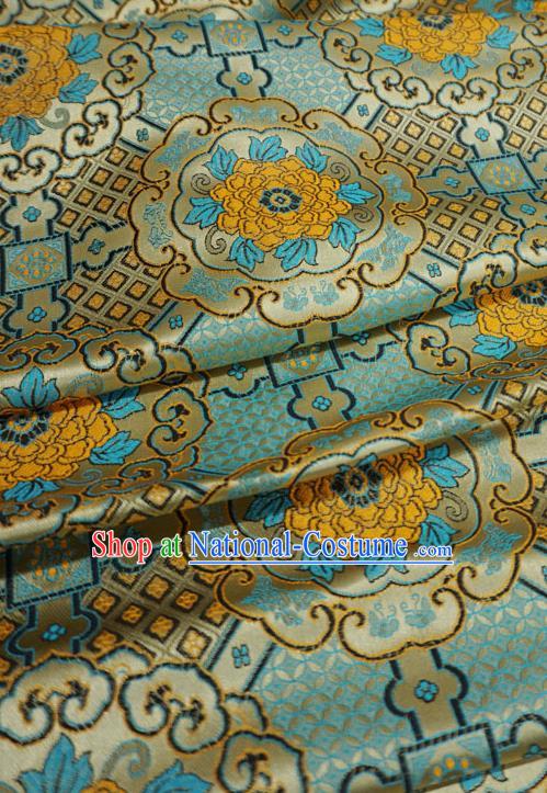 Dark Golden Chinese Traditional Design Brocade Fabric Tibetan Dress Cloth Classical Rosette Pattern Material