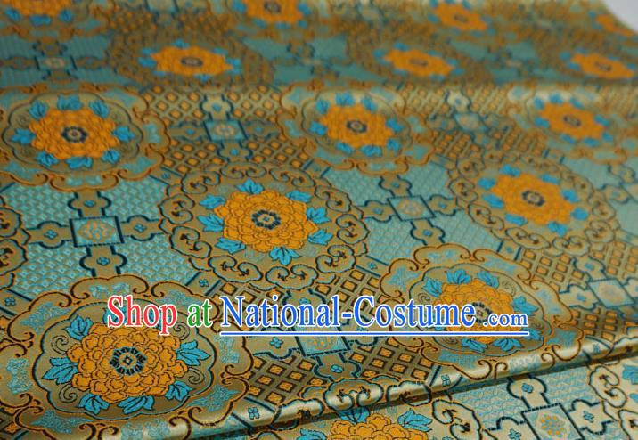 Dark Golden Chinese Traditional Design Brocade Fabric Tibetan Dress Cloth Classical Rosette Pattern Material