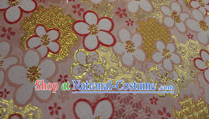 Pink Chinese New Year Costume Cloth Classical Plum Blossom Pattern Material Traditional Design Brocade Fabric