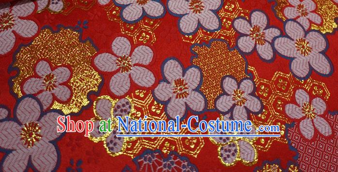 Red Chinese Traditional Design Brocade Fabric New Year Costume Cloth Classical Plum Blossom Pattern Material