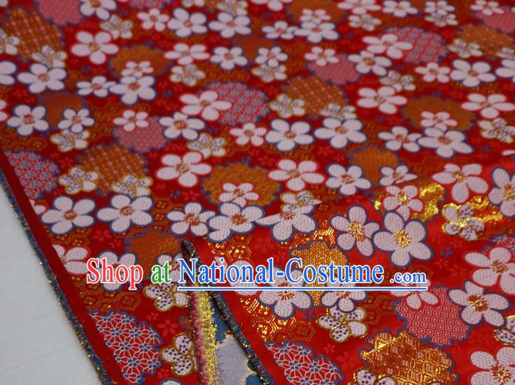 Red Chinese Traditional Design Brocade Fabric New Year Costume Cloth Classical Plum Blossom Pattern Material