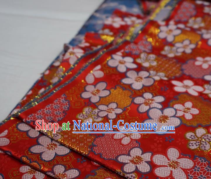 Red Chinese Traditional Design Brocade Fabric New Year Costume Cloth Classical Plum Blossom Pattern Material