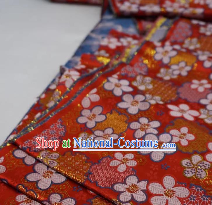 Red Chinese Traditional Design Brocade Fabric New Year Costume Cloth Classical Plum Blossom Pattern Material