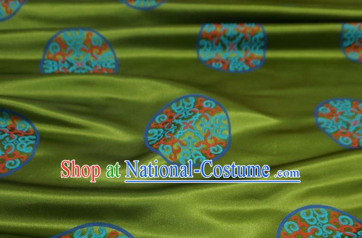 Olive Green Chinese Cheongsam Cloth Classical Vol Grass Ball Pattern Material Traditional Design Brocade Fabric