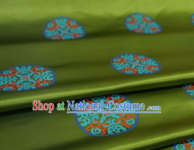 Olive Green Chinese Cheongsam Cloth Classical Vol Grass Ball Pattern Material Traditional Design Brocade Fabric