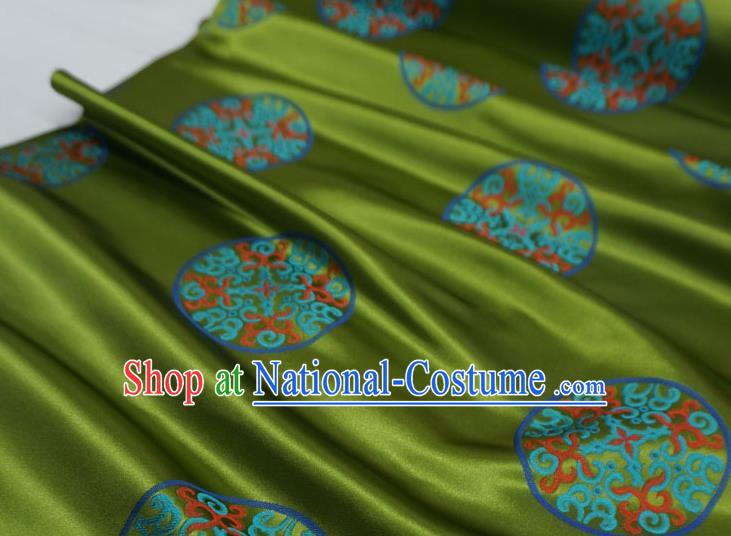 Olive Green Chinese Cheongsam Cloth Classical Vol Grass Ball Pattern Material Traditional Design Brocade Fabric