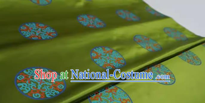 Olive Green Chinese Cheongsam Cloth Classical Vol Grass Ball Pattern Material Traditional Design Brocade Fabric