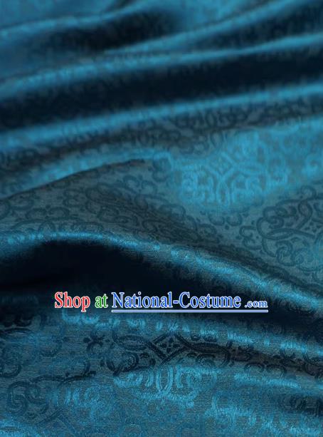 Peacock Blue Chinese Classical Lucky Clouds Pattern Material Traditional Design Brocade Fabric Ancient Hanfu Cloth