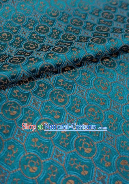 Peacock Blue China Classical Pattern Material Traditional Song Dynasty Design Brocade Fabric Hanfu Cloth