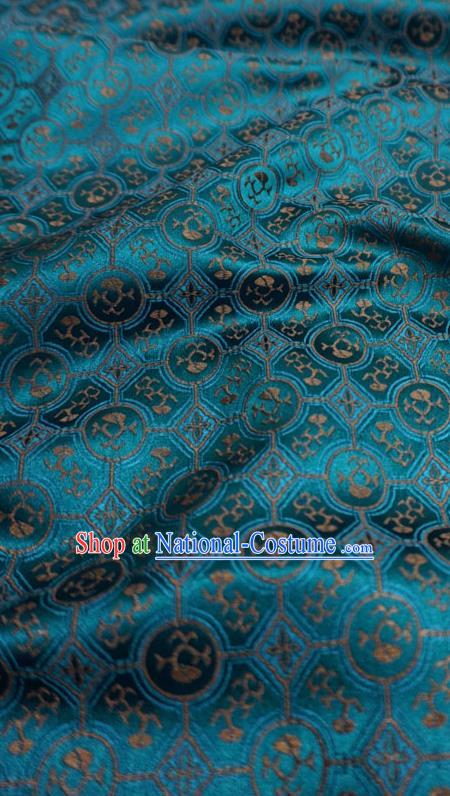 Peacock Blue China Classical Pattern Material Traditional Song Dynasty Design Brocade Fabric Hanfu Cloth