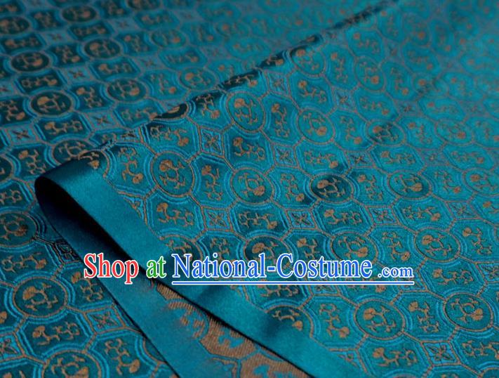 Peacock Blue China Classical Pattern Material Traditional Song Dynasty Design Brocade Fabric Hanfu Cloth