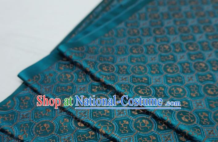 Peacock Blue China Classical Pattern Material Traditional Song Dynasty Design Brocade Fabric Hanfu Cloth