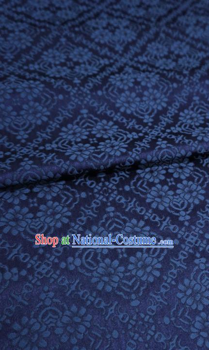 Deep Blue China Classical Diamond Pattern Material Traditional Song Dynasty Design Brocade Fabric Hanfu Cloth