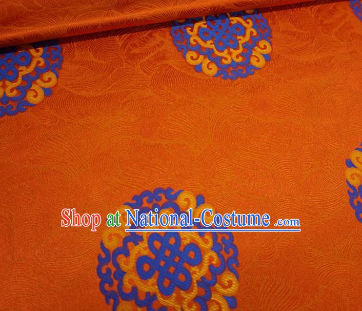 Orange China Tibetan Costume Cloth Classical Lucky Ball Pattern Material Traditional Design Brocade Fabric