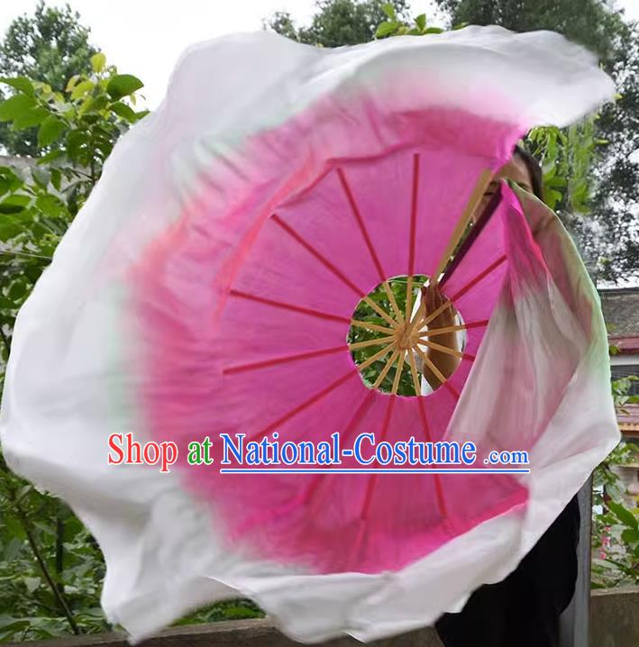 China Lotus Dance Fan Handmade 360 Degree Dancing Fan Green and Pink Circle Fan