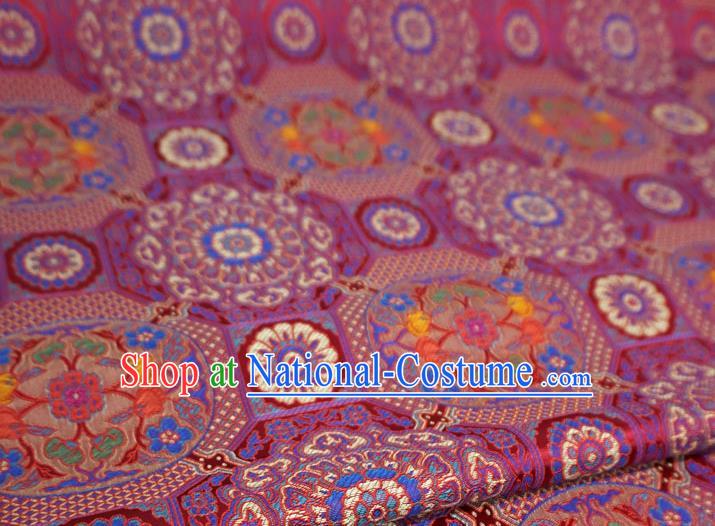 Fuchsia China Classical Rosette Pattern Material Traditional Design Brocade Fabric Tibetan Costume Cloth