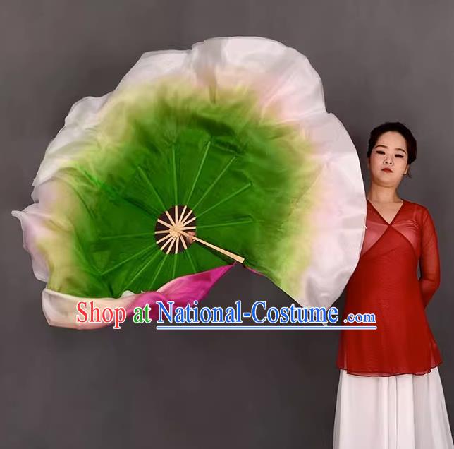 China Classical Dance Fan Lotus Dance Double Sides Fan Handmade 360 Degree Pure Silk Fan