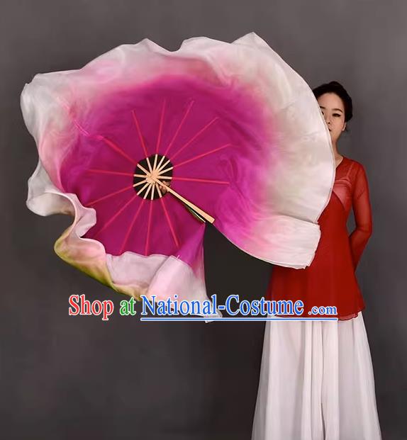 China Classical Dance Fan Lotus Dance Double Sides Fan Handmade  Degree Pure Silk Fan