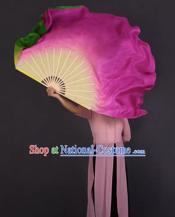 China Handmade Pure Silk Fan Classical Dance Fan Lotus Dance Double Sides Fan