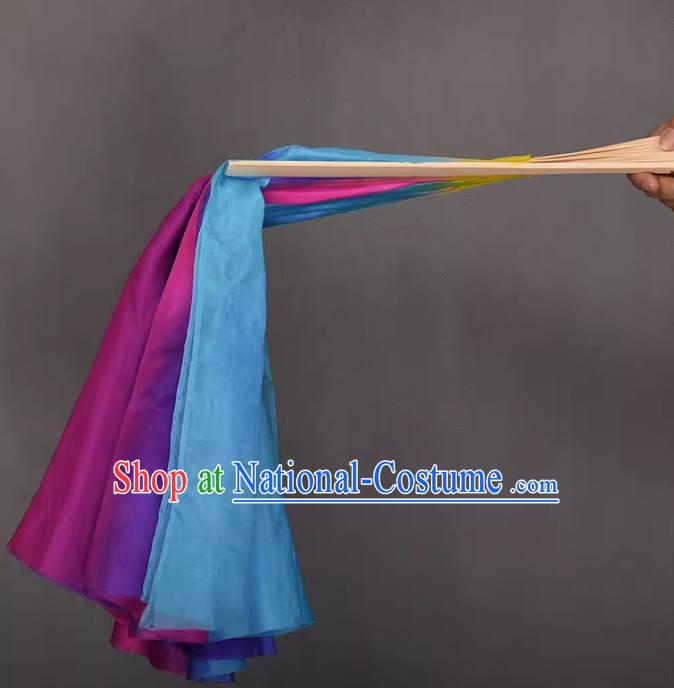 China Yangko Dance Double Sides Fan Handmade Pure Silk Fan Classical Dance Colorful Fan