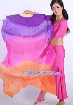 Professional Belly Dance Raks Sharki Fan Oriental Dance Long Ribbon Fan Handmade Pure Silk Fan