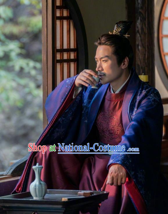 Chinese Song Dynasty Elder Man Costumes Ancient Milord Clothing TV Series Destined Chang Feng Du Jiang He Attire