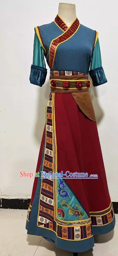 China Ethnic Stage Performance Costume Mongol Nationality Dance Outfit Professional Mongolian Dancing Clothing