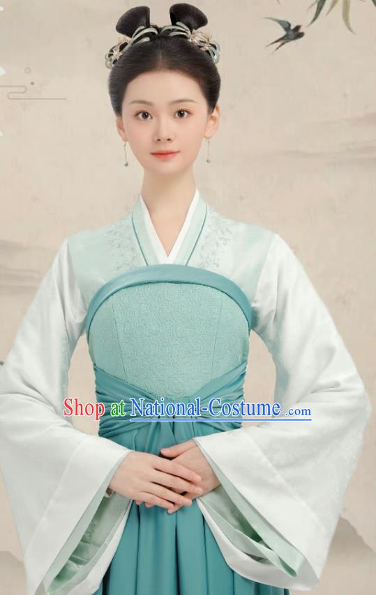 China Song Dynasty Palace Lady Garment Costumes Romantic Drama Destined Chang Feng Du Hanfu Dress Ancient Servant Woman Clothing