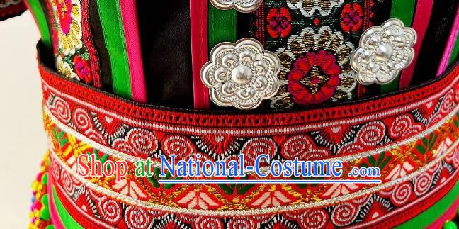 Professional Stage Performance Costume China Yi Nationality Dance Black Outfit Ethnic Children Folk Dance Clothing