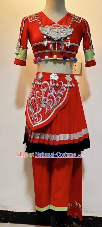 China Classical Dance Red Outfit Woman Solo Dance Competition Clothing Stage Performance Costume