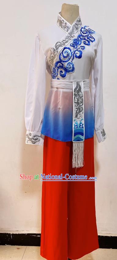 Chinese Folk Dance Costume Professional Stage Performance Clothing Drum Dance Outfit