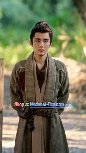 China Ancient Swordsman Garment Costumes Mystery TV Series Young Blood Swordsman Yuan Zhong Xin Brown Clothing