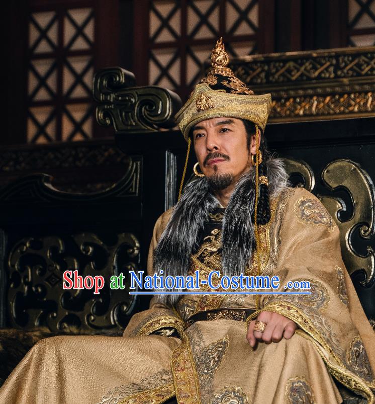 China Ancient Ethnic King Clothing Hero Garment Costumes Mystery TV Series Young Blood Yuan Hao Attire