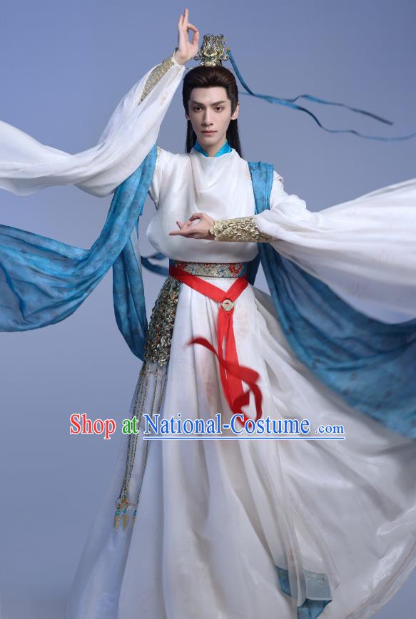 China Fantastic TV Series Till The End of The Moon Tantai Jin Clothing Ancient Demon Lord White Garment Costumes