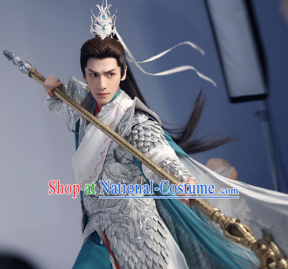 Xianxia Drama Till The End of The Moon Demon Lord Tantai Jin Silver Armor China Ancient General Garment Costumes