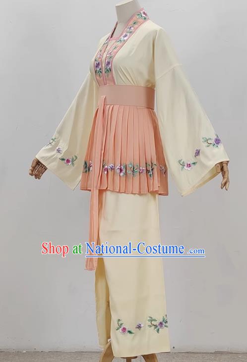 Light Yellow Opera Maid Costume Ancient Costume Shaoxing Opera Huangmei Opera Costume Fifth Birthday Girl Costume Stage Performance Costume