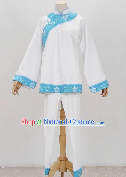 White Opera Village Girl Costume Ancient Costume Yue Opera Huangmei Opera Performance Costume Folk Girl Costume