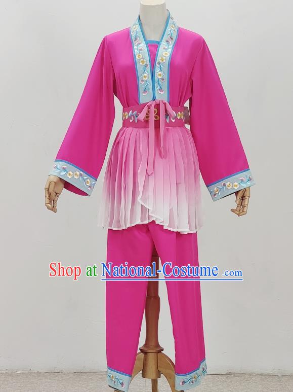 Pink Drama Costumes Tea Picking Opera Girl Costumes Costumes Huangmei Opera Costumes