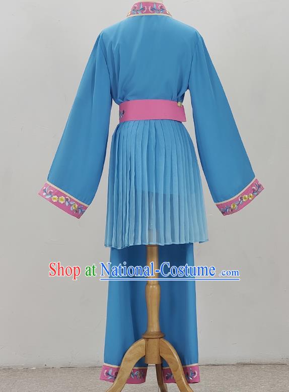 Blue Drama Costumes Tea Picking Opera Girl Costumes Costumes Huangmei Opera Costumes