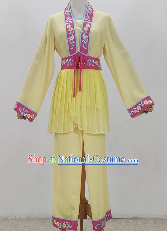 Yellow Drama Costumes Tea Picking Opera Girl Clothes Costumes Huangmei Opera Costumes