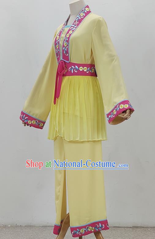 Yellow Drama Costumes Tea Picking Opera Girl Clothes Costumes Huangmei Opera Costumes