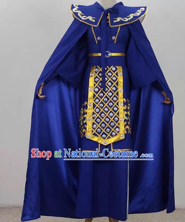Sapphire Blue Yue Opera Soldier Uniforms Embroidered Costumes Drama Cantonese Opera Qiong Opera Huangmei Opera Costumes