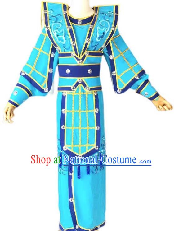 Blue Drama Men Military Uniforms Costumes Shaoxing Opera Huangmei Opera Performance Costumes Official Uniforms Martial Arts Uniforms