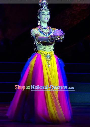 China Opening Dance Colorful Dress Women Group Stage Performance Costume Modern Dance Clothing