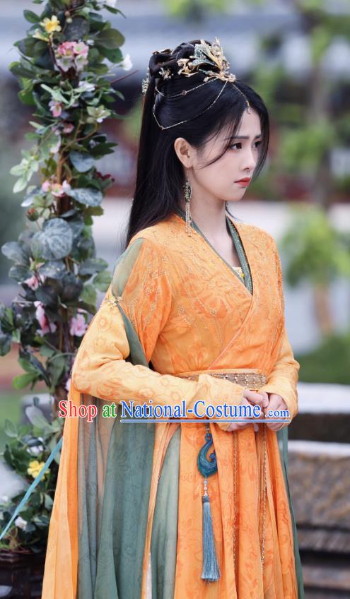 Till The End of The Moon China Ancient Princess Costumes Xianxia Drama Fairy Ye Xiwu Orange Dresses