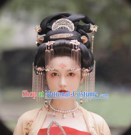 China Ancient Empress Headdress Handmade Tang Dynasty Queen Hairpins Headpieces Hanfu Hair Jewelries