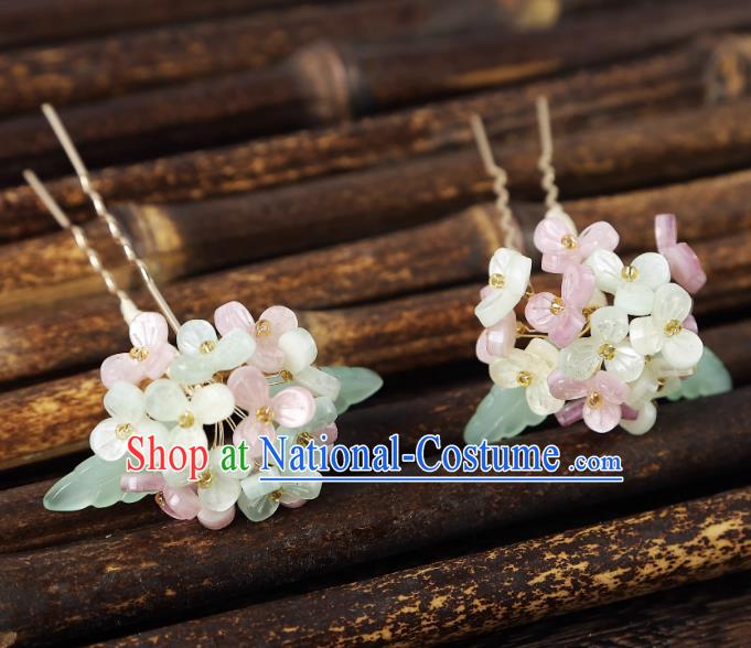 China Handmade Song Dynasty Hydrangea Hairpins Hanfu Hair Sticks Ancient Princess Hair Jewelries