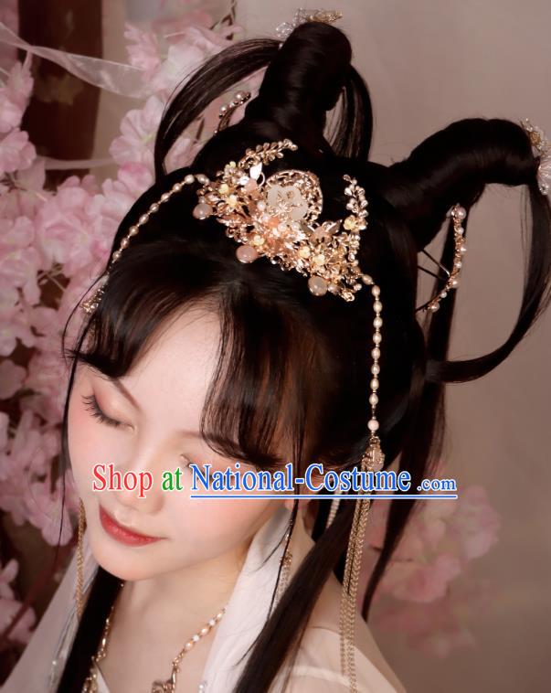 China Handmade Song Dynasty Princess Hair Accessories Hanfu Headdress Ancient Princess Hair Crown Hairpins Necklace Complete Set