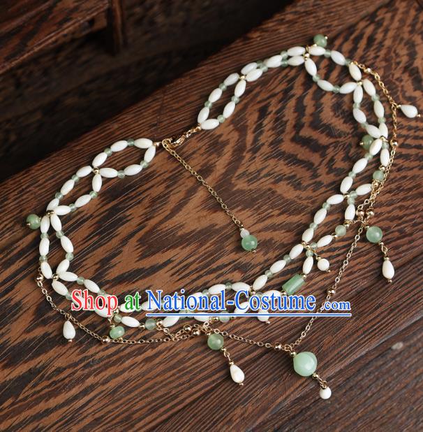 China Handmade Tang Dynasty Beads Necklace Hanfu Jewelry Ancient Young Woman Necklet