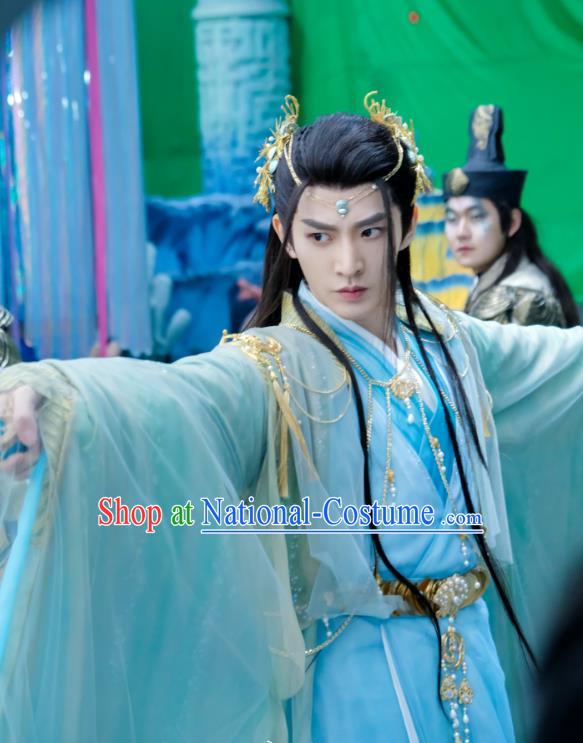 Till The End of The Moon Prince Xiao Lin Replica Clothing China Xianxia TV Series Ancient Swordsman Blue Costumes